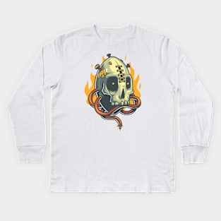 Skull Fire Kids Long Sleeve T-Shirt